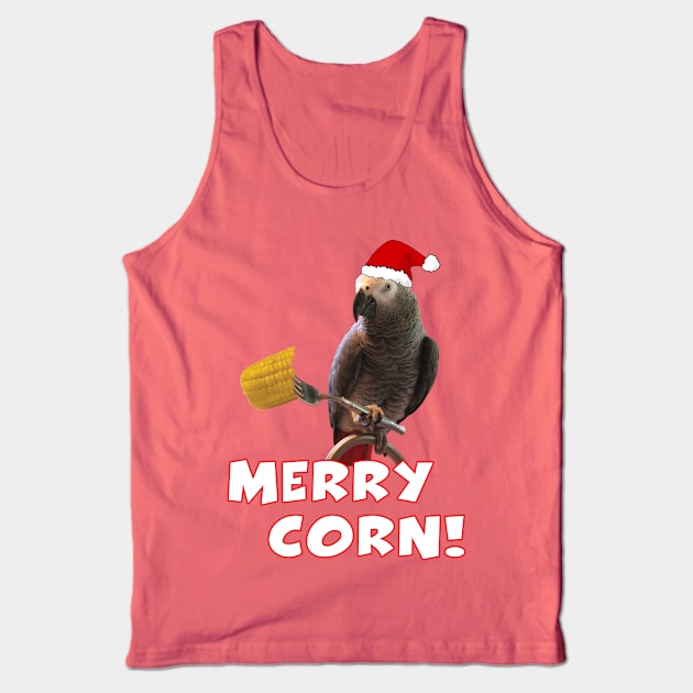 African Grey Parrot Holiday Christmas Santa Tank Top by Einstein Parrot